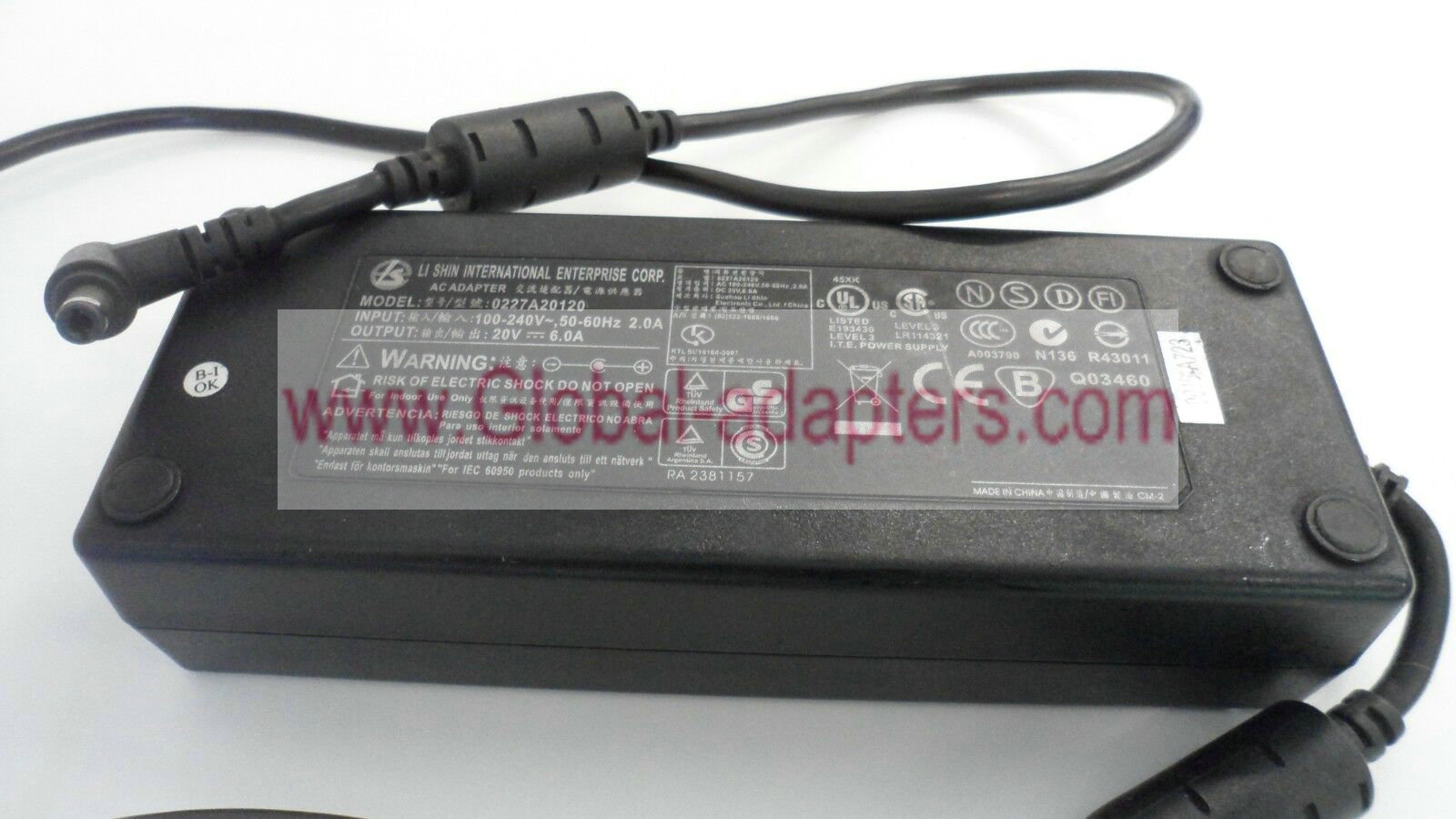 NEW Li Shin International 20V 6A 0227A20120 AC Adapter Power Supply - Click Image to Close